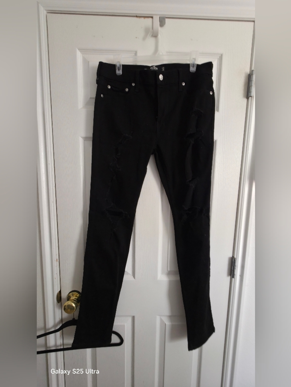 Womens New Hollister Black Stacked Skinny Jeans